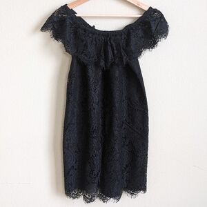 Madewell Lace Dress 00 Black Feminine Romantic Date Night Cocktail Party Prairie